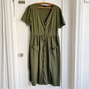 Cotton-On Olive Green Linen Dress